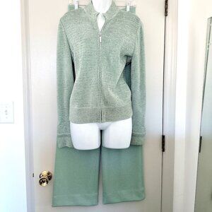 ST JOHN COLLECTION SPORT CHENILLE MINT GREEN MATCHING WIDE LEG PANTS SZ M 6